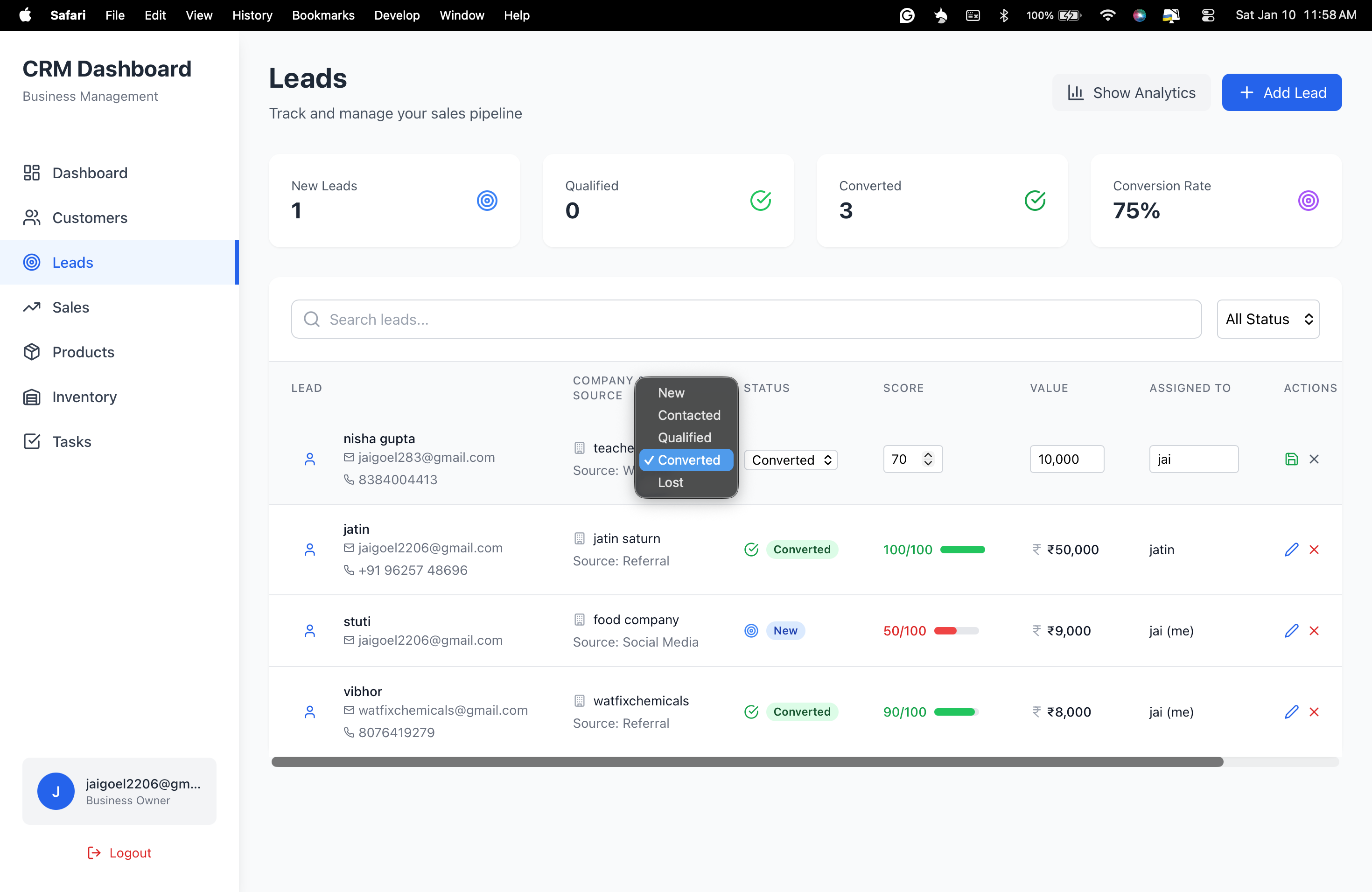 Sales Visibility Issues
