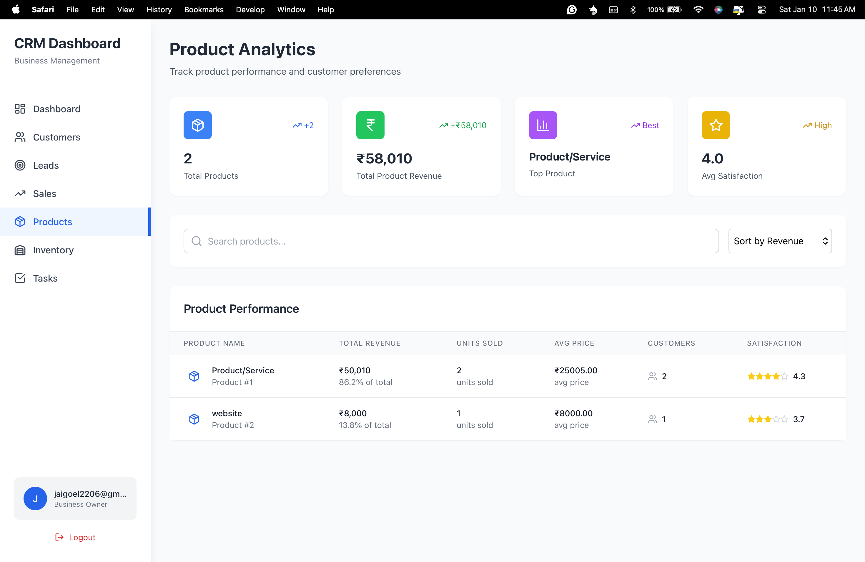 Product Analytics Dashboard